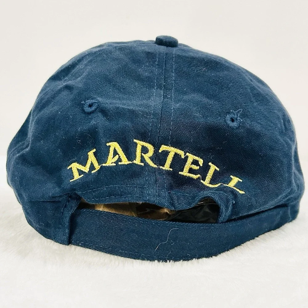 Martell Cognac Seagram Logo Hat Cap Adjustable Strapback‎ Blue Outdoors Workwear - Picture 4 of 6